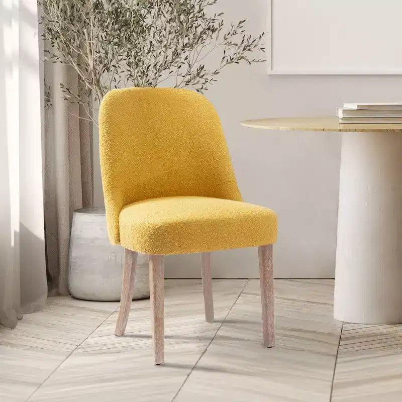 Chaise de salle à manger en bouclette rembourrée