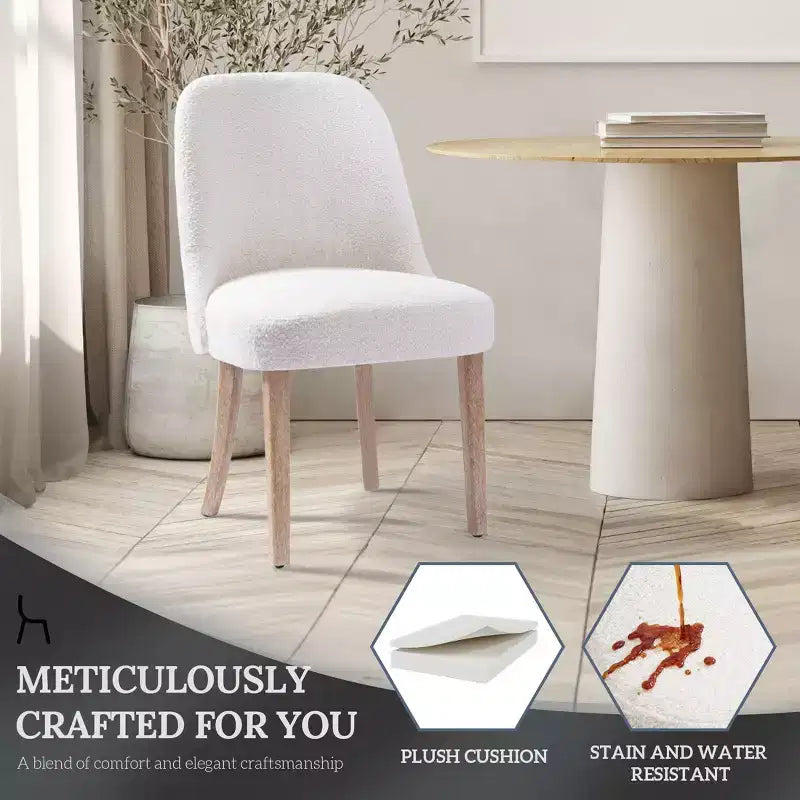 Chaise de salle à manger en bouclette rembourrée