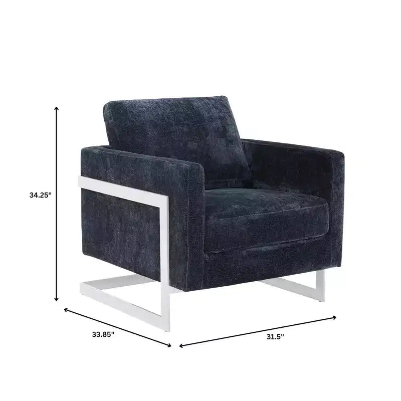 Fauteuil d'appoint en bouclette, canapé individuel rembourré avec base en acier inoxydable