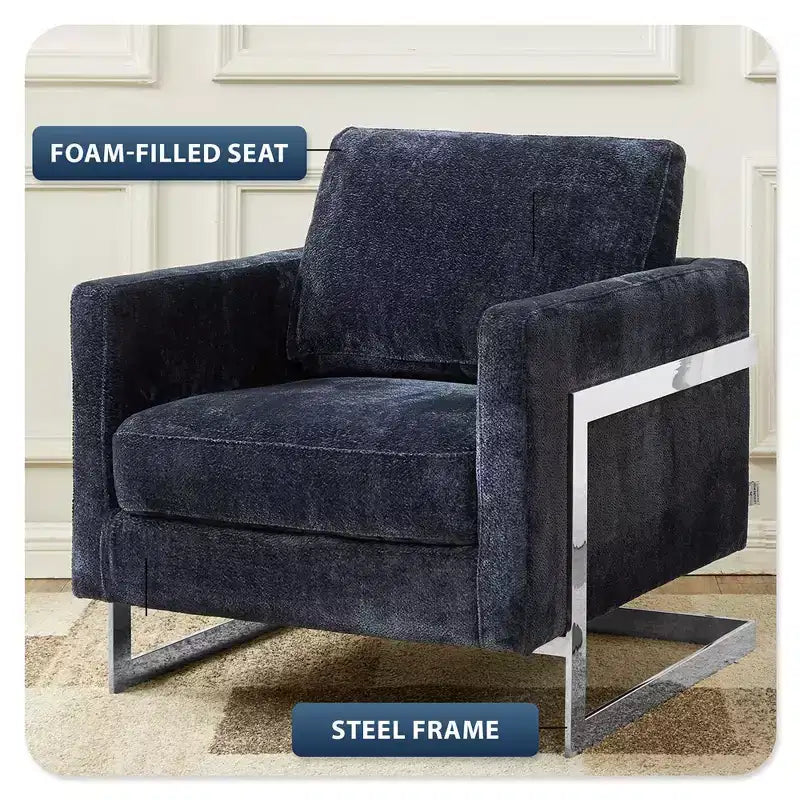 Fauteuil d'appoint en bouclette, canapé individuel rembourré avec base en acier inoxydable