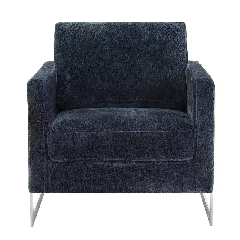 Fauteuil d'appoint en bouclette, canapé individuel rembourré avec base en acier inoxydable