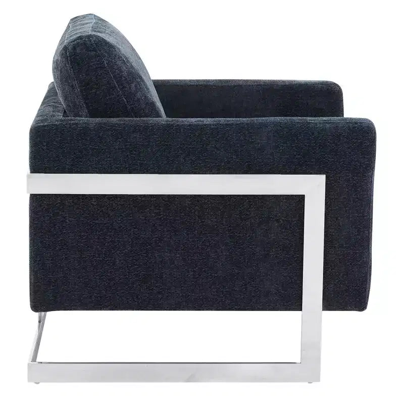 Fauteuil d'appoint en bouclette, canapé individuel rembourré avec base en acier inoxydable