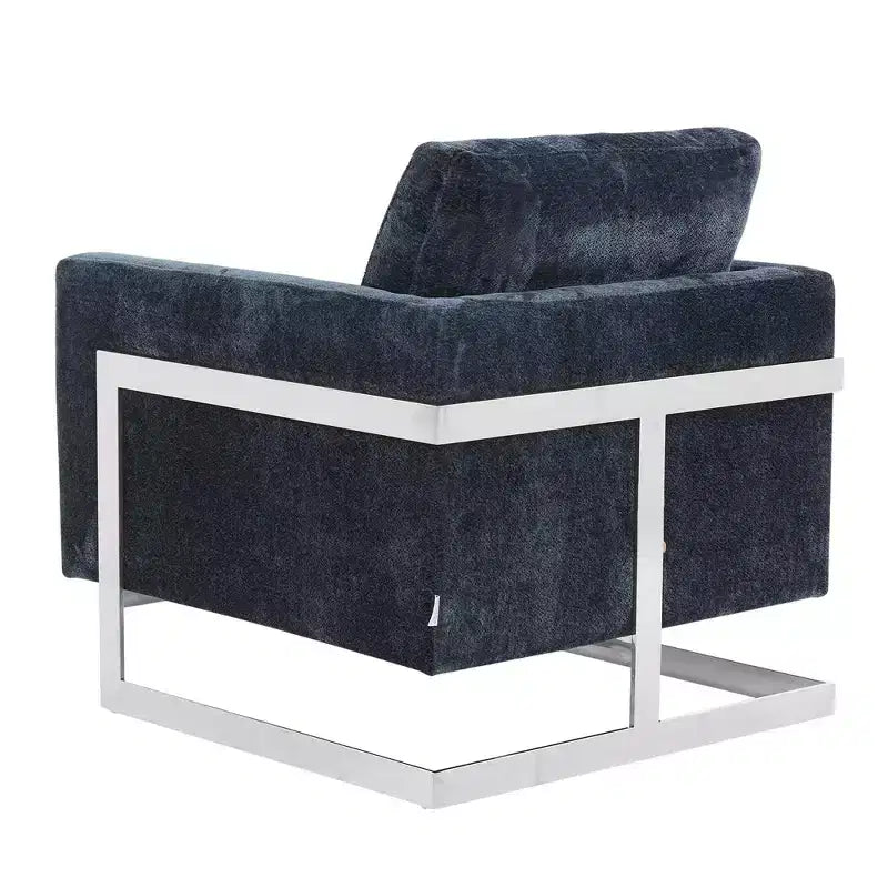 Fauteuil d'appoint en bouclette, canapé individuel rembourré avec base en acier inoxydable