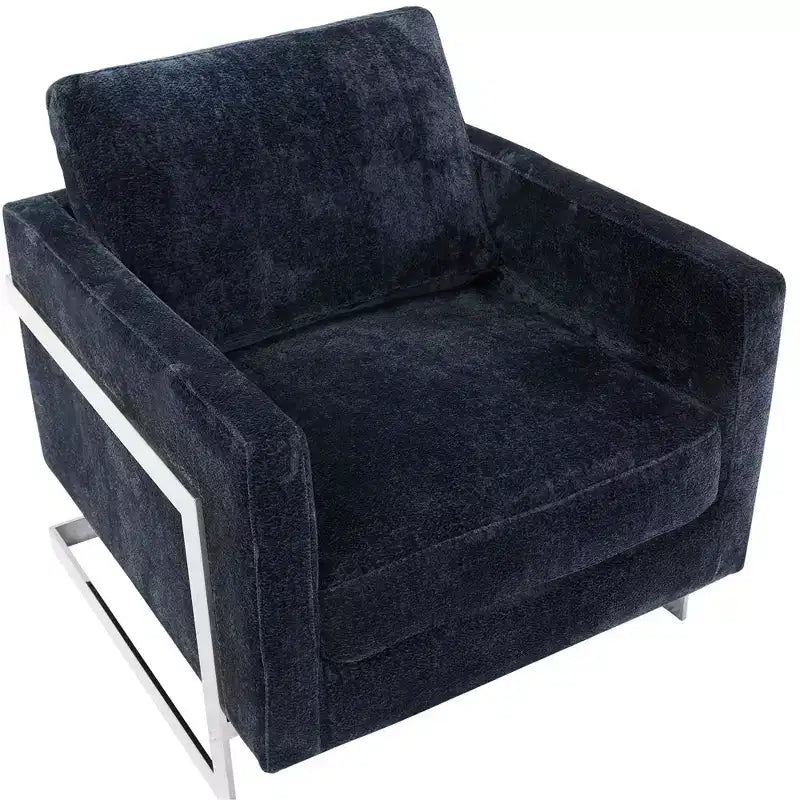 Fauteuil d'appoint en bouclette, canapé individuel rembourré avec base en acier inoxydable